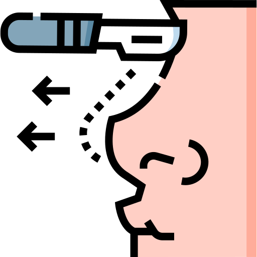 rhinoplasty_6408755 | Neo Dental | Neo Dental Profile view of a person wearing a welding helmet with a blue visor to the left.